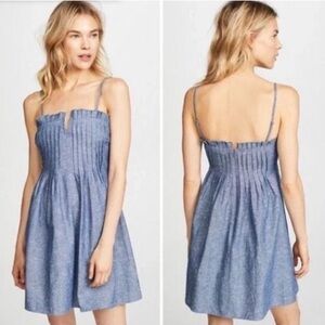 Madewell Chambray Pintuck Cami Dress Spaghetti Straps